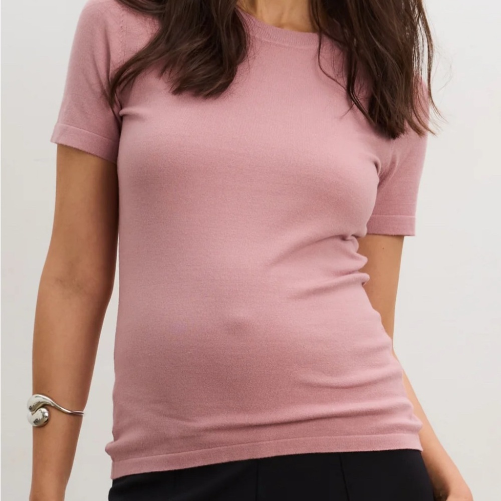 Hatch Short Sleeve Knit Tee in Dusty Rose